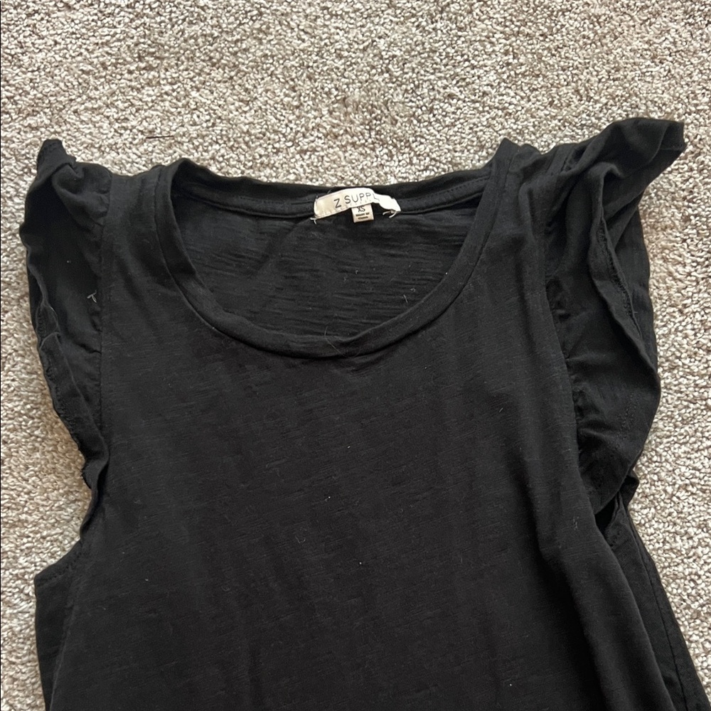 Z Supply Black Ruffle Sleeve Cotton Dress